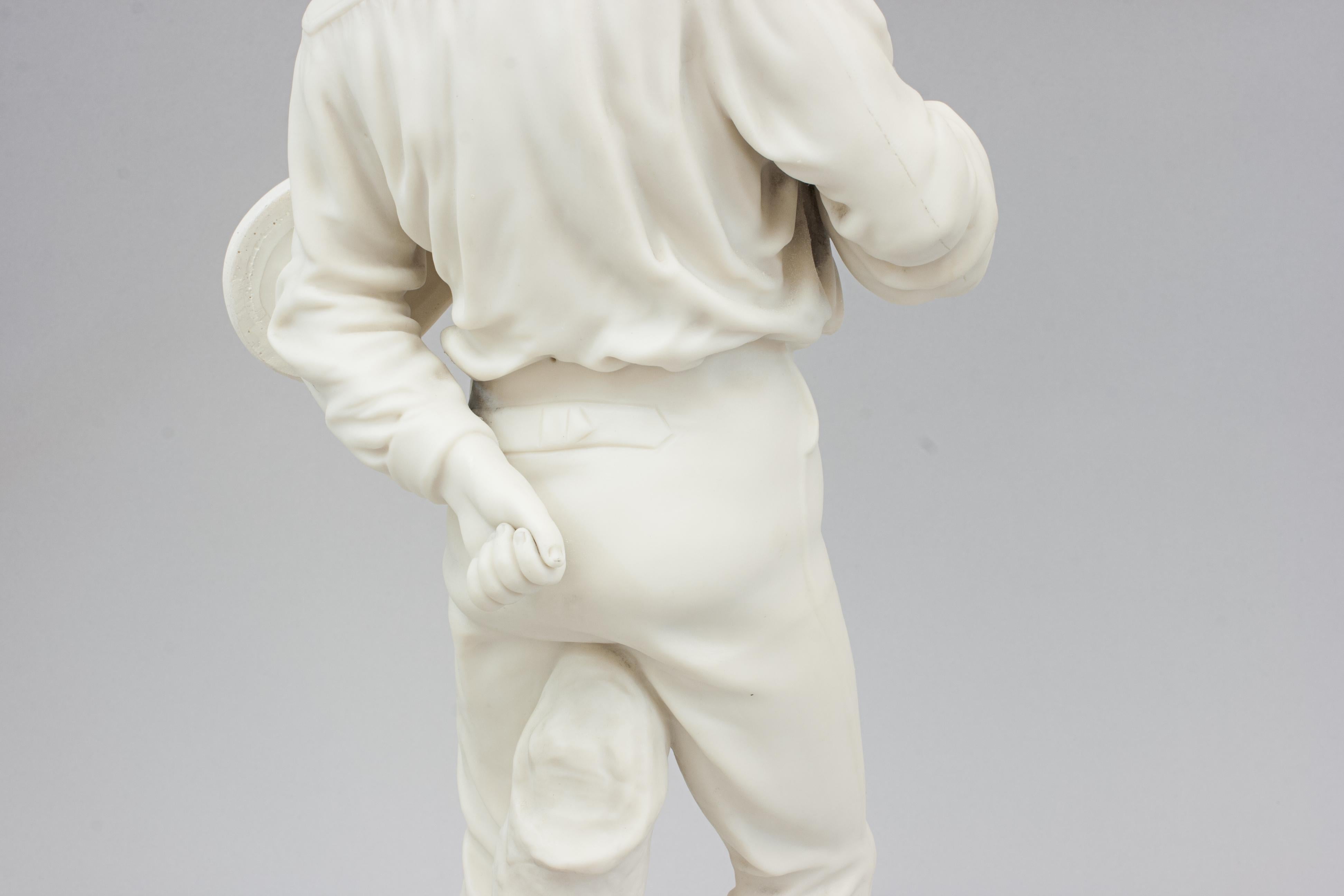 Late 19th Century Antique Tennis Figure, James Ernest Renshaw, Parian Ware. For Sale