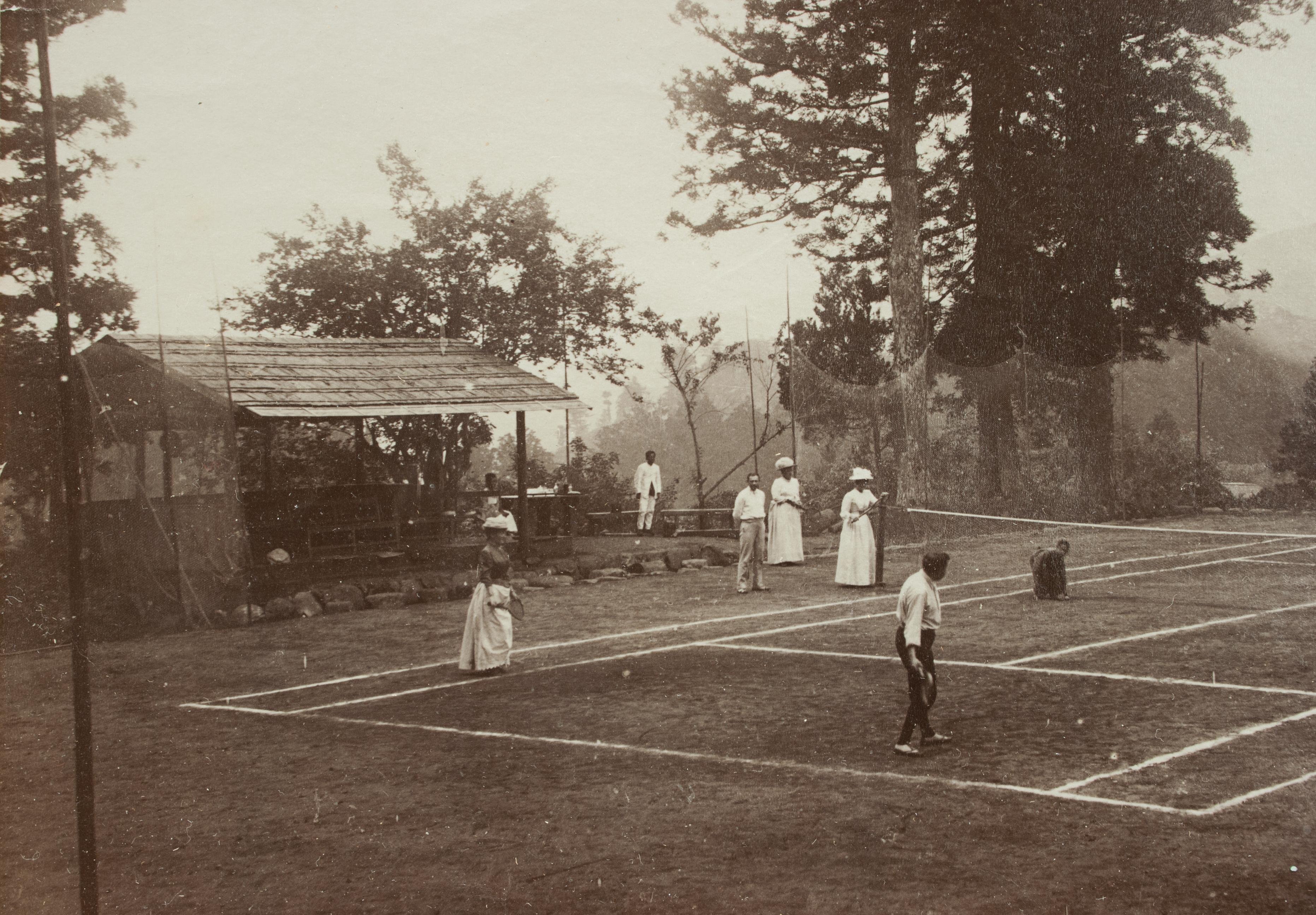 Sporting Art Antique Tennis Photograph, Colonial Tennis Scene