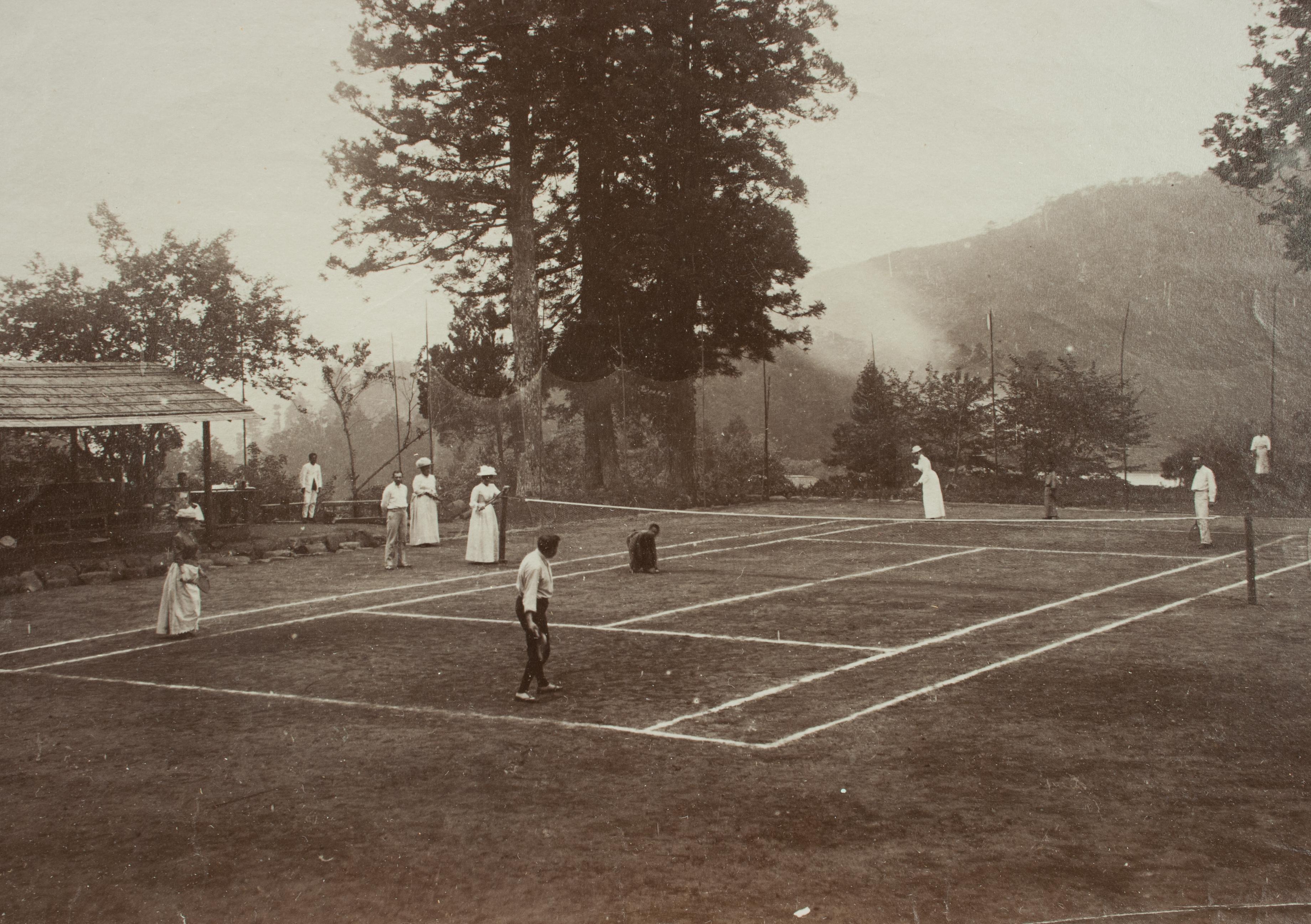Antique Tennis Photograph, Colonial Tennis Scene In Good Condition In Oxfordshire, GB