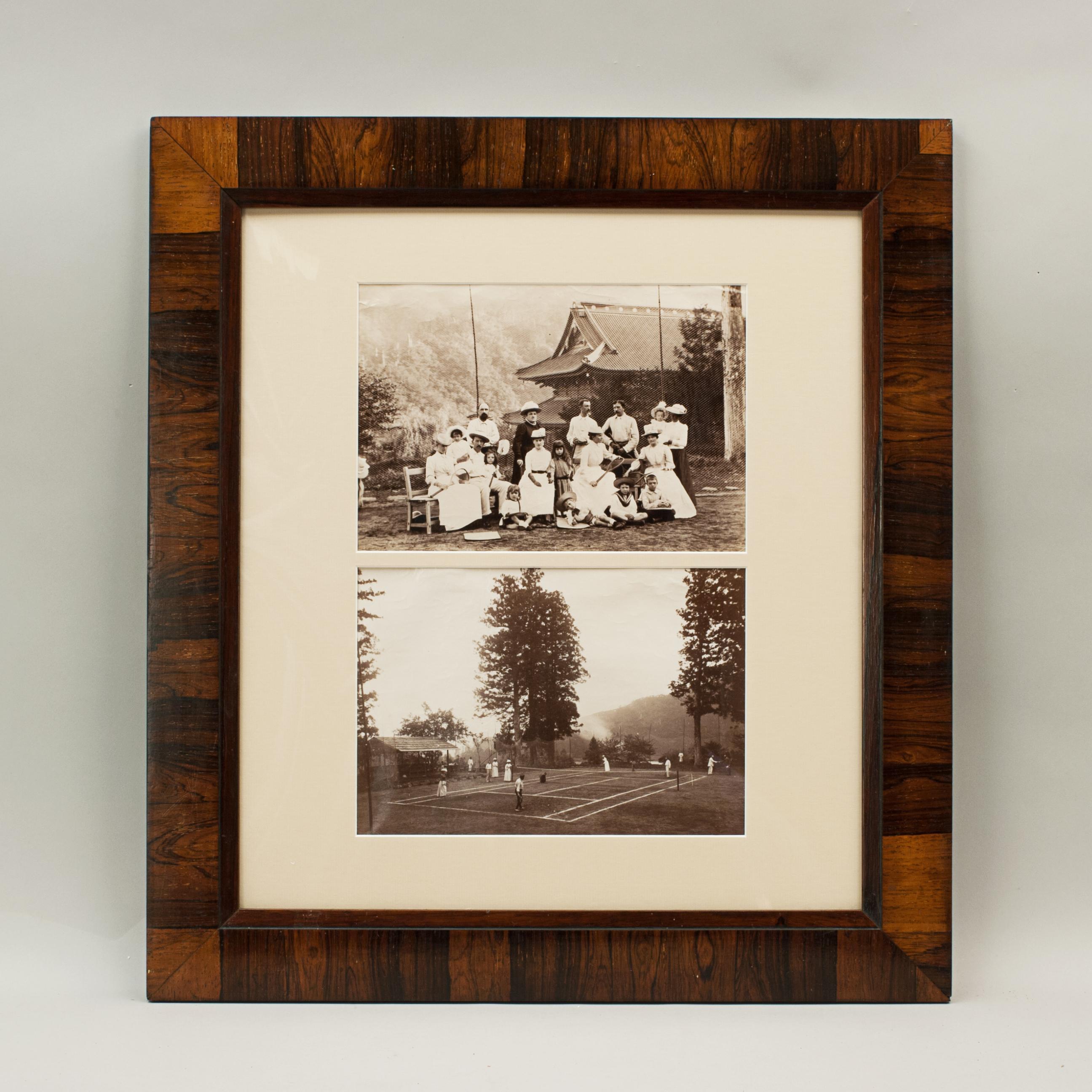 Antique Tennis Photographs, Colonial in Rosewood Frame 4