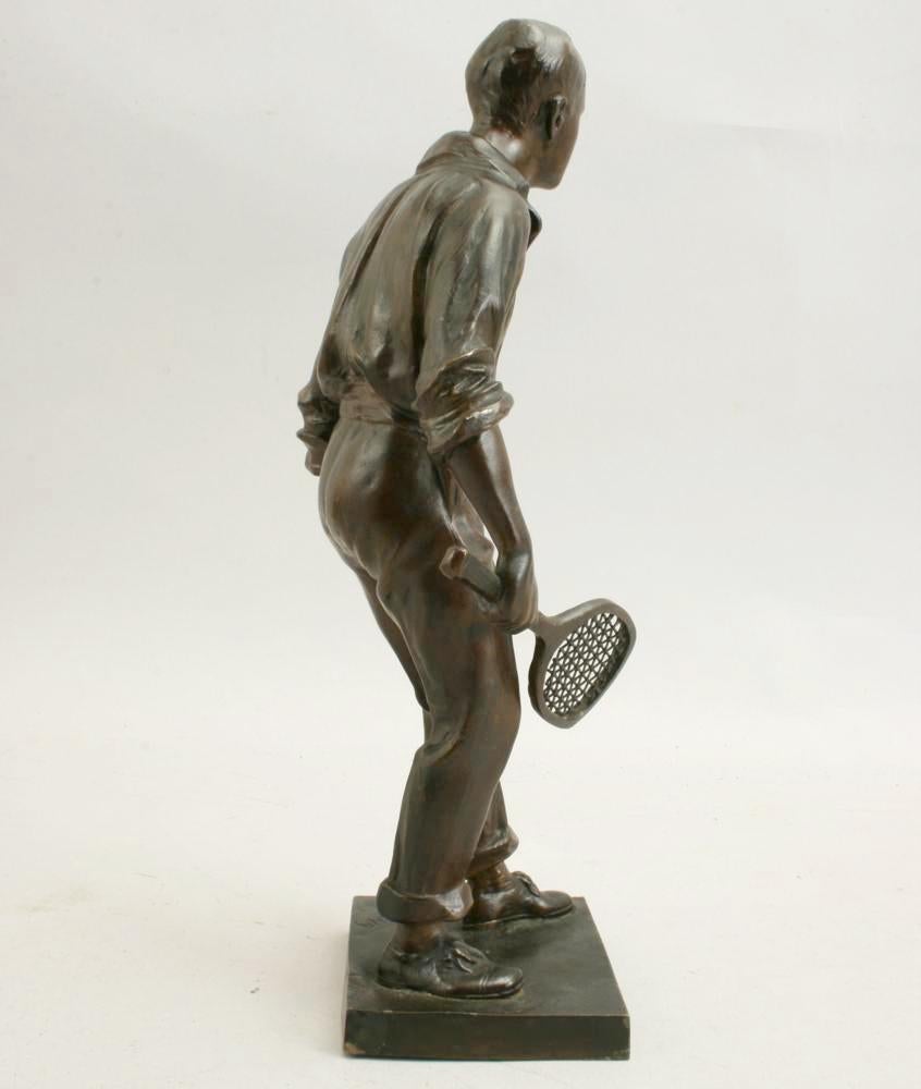 Austrian Antique Tennis Sculpture of Wimbledon Champion, Renshaw.