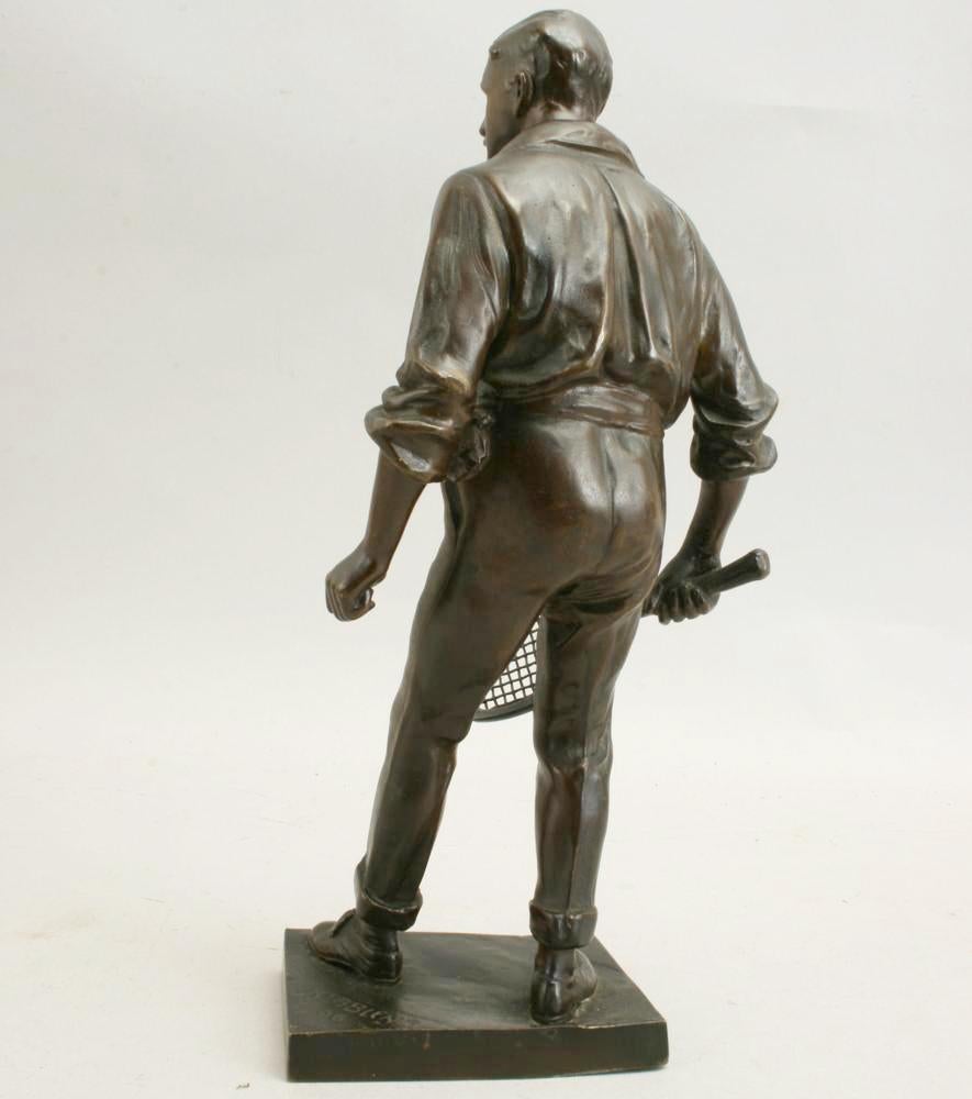 Antique Tennis Sculpture of Wimbledon Champion, Renshaw. In Good Condition In Oxfordshire, GB