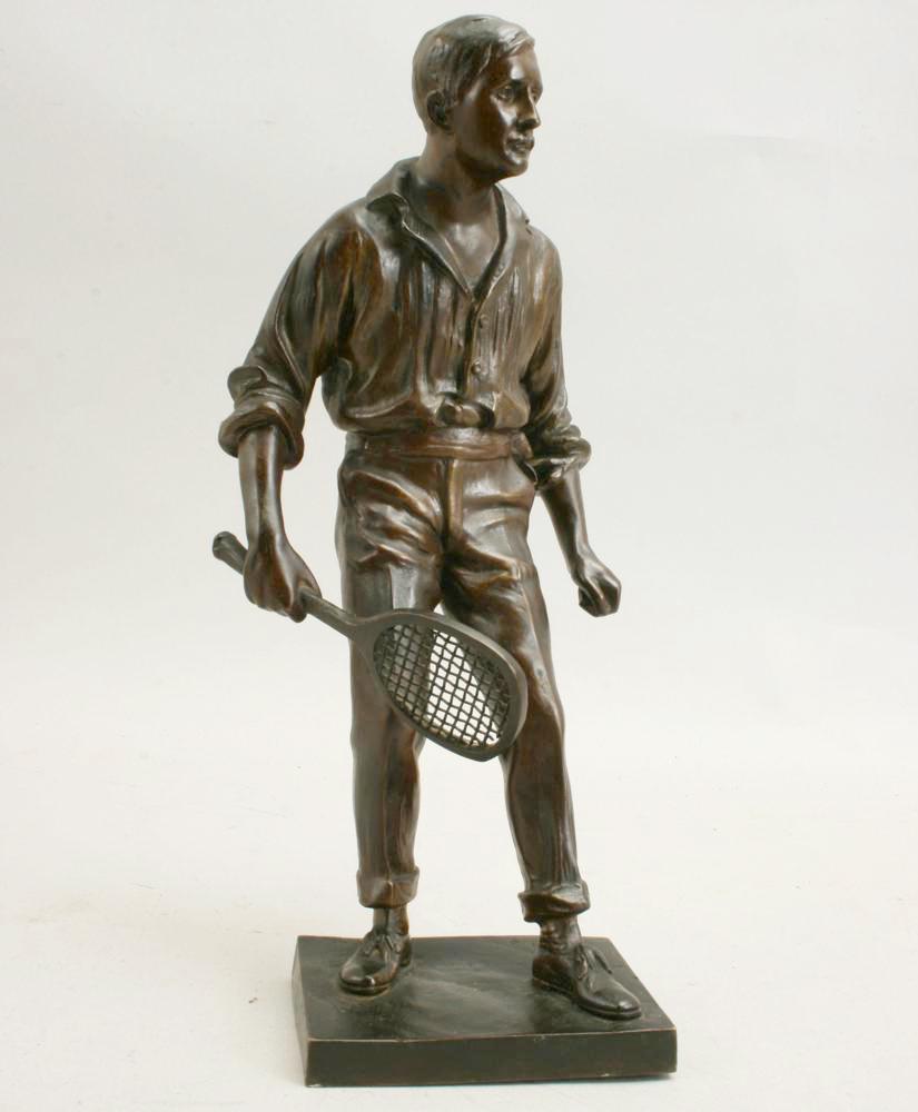 Bronze Antique Tennis Sculpture of Wimbledon Champion, Renshaw.