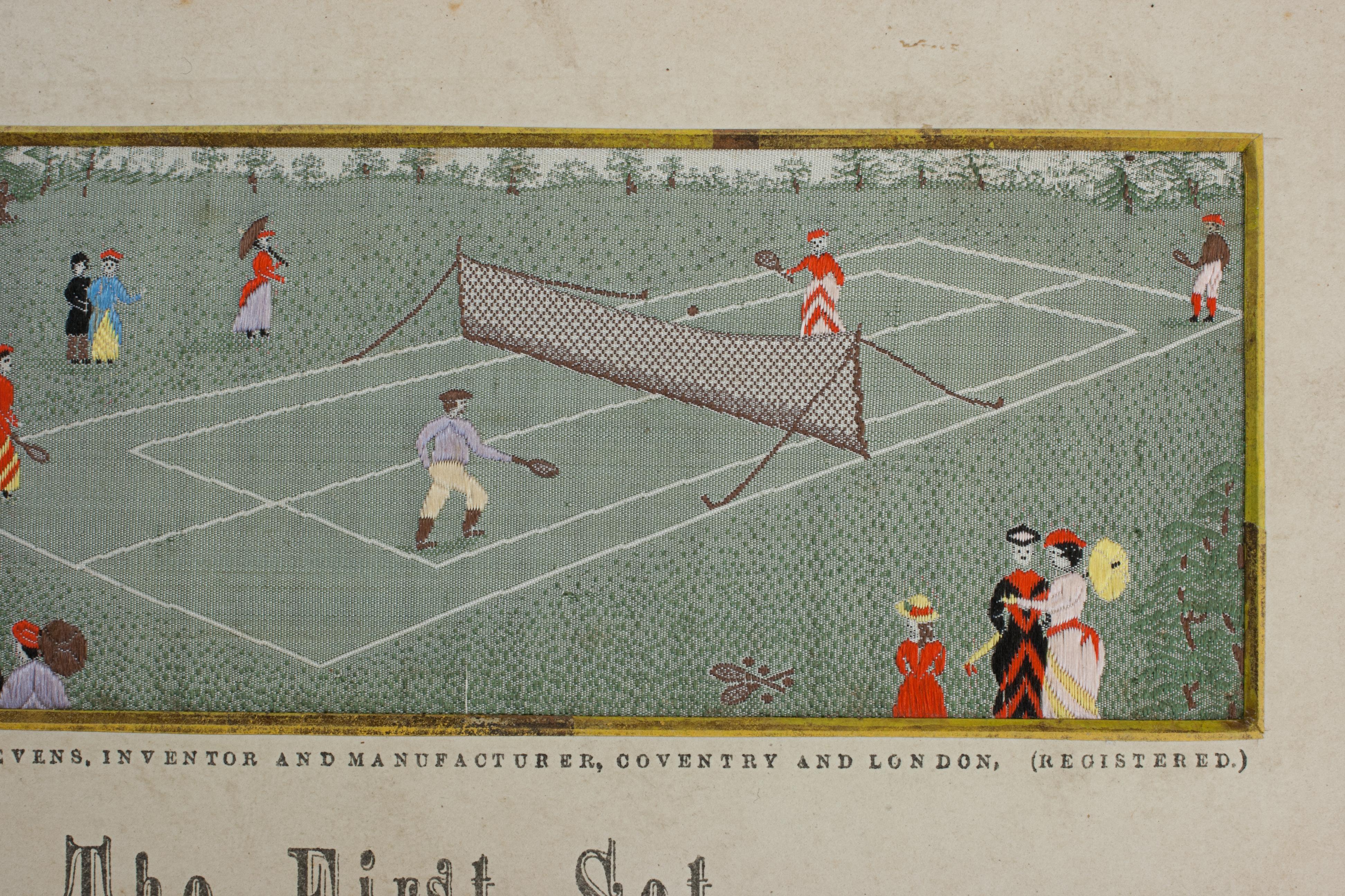 Antiker Tennis Stevengraph. (Mittleres 19. Jahrhundert) im Angebot