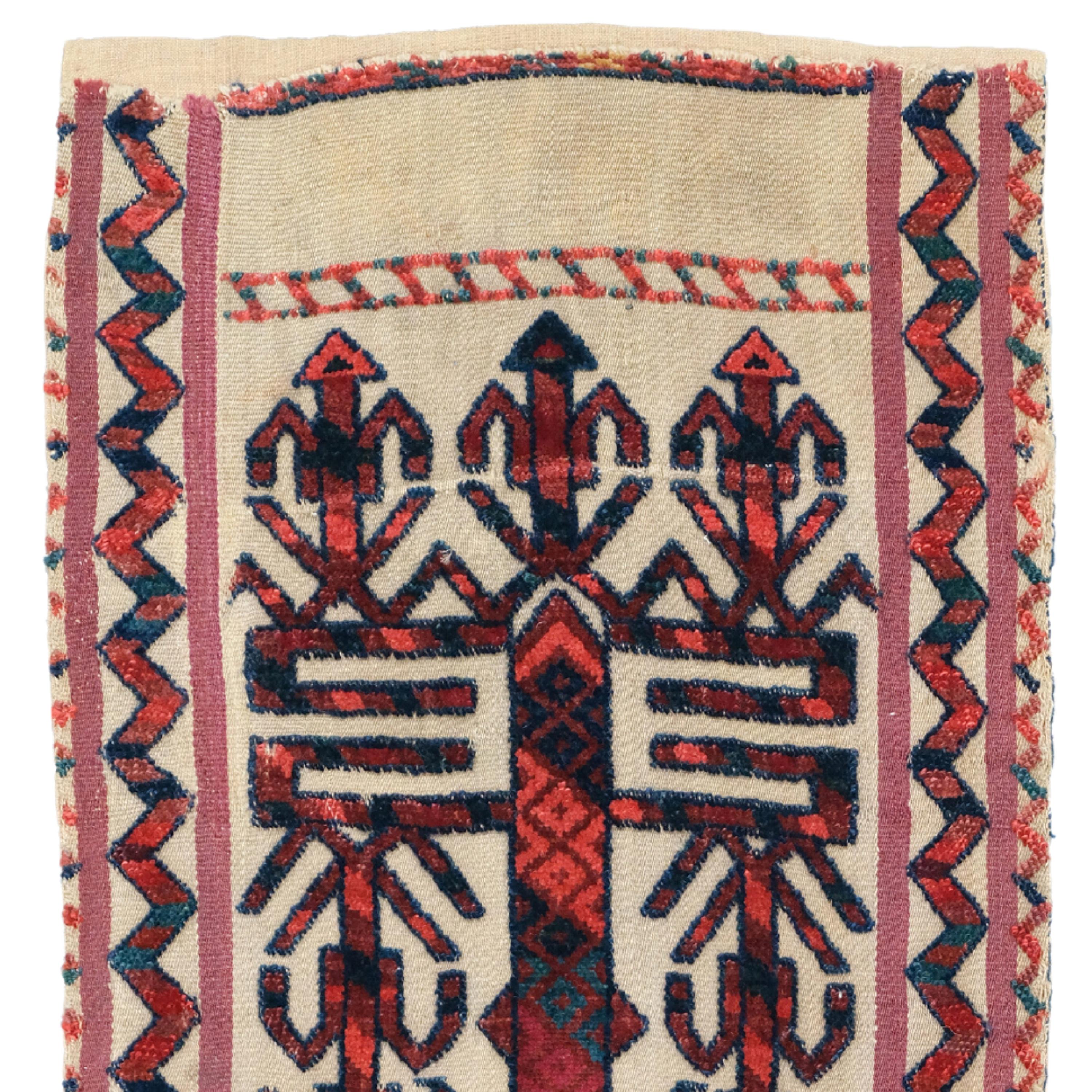 Antique Tentband Fragment
19th Century Turkmen Tekke Tentband Fragment

The incredibly fine knotting in this Turkmen tent-band fragment was probably made by Teke tribes during the 19th century. Once around  12 metres long, time and wear has taken