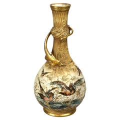Antique Teplitz Amphora Hand Painted & Enameled Figural Porcelain Vase C1900