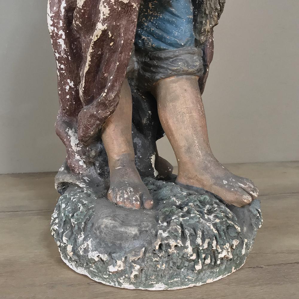 Terracotta Antique Terra Cotta Chalk-Painted Statue, Art Nouveau Period For Sale
