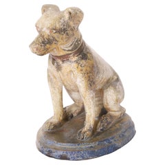 Escultura o estatuilla antigua de terracota de perro