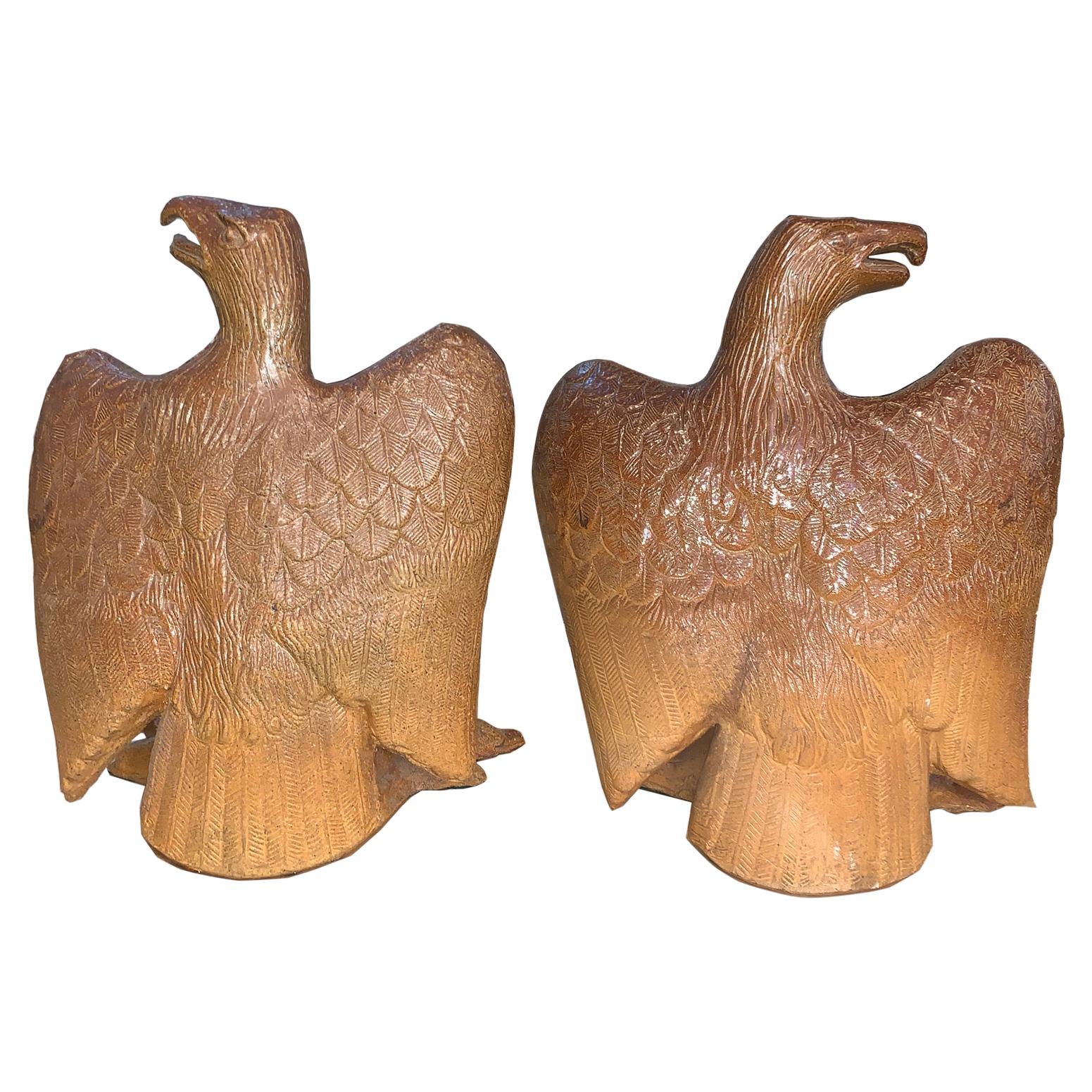 Antique Terra Cotta Federal Eagles 'Pair'