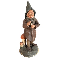Antique Terra Cotta Gnome Smoking a Pipe by Johann Maresch