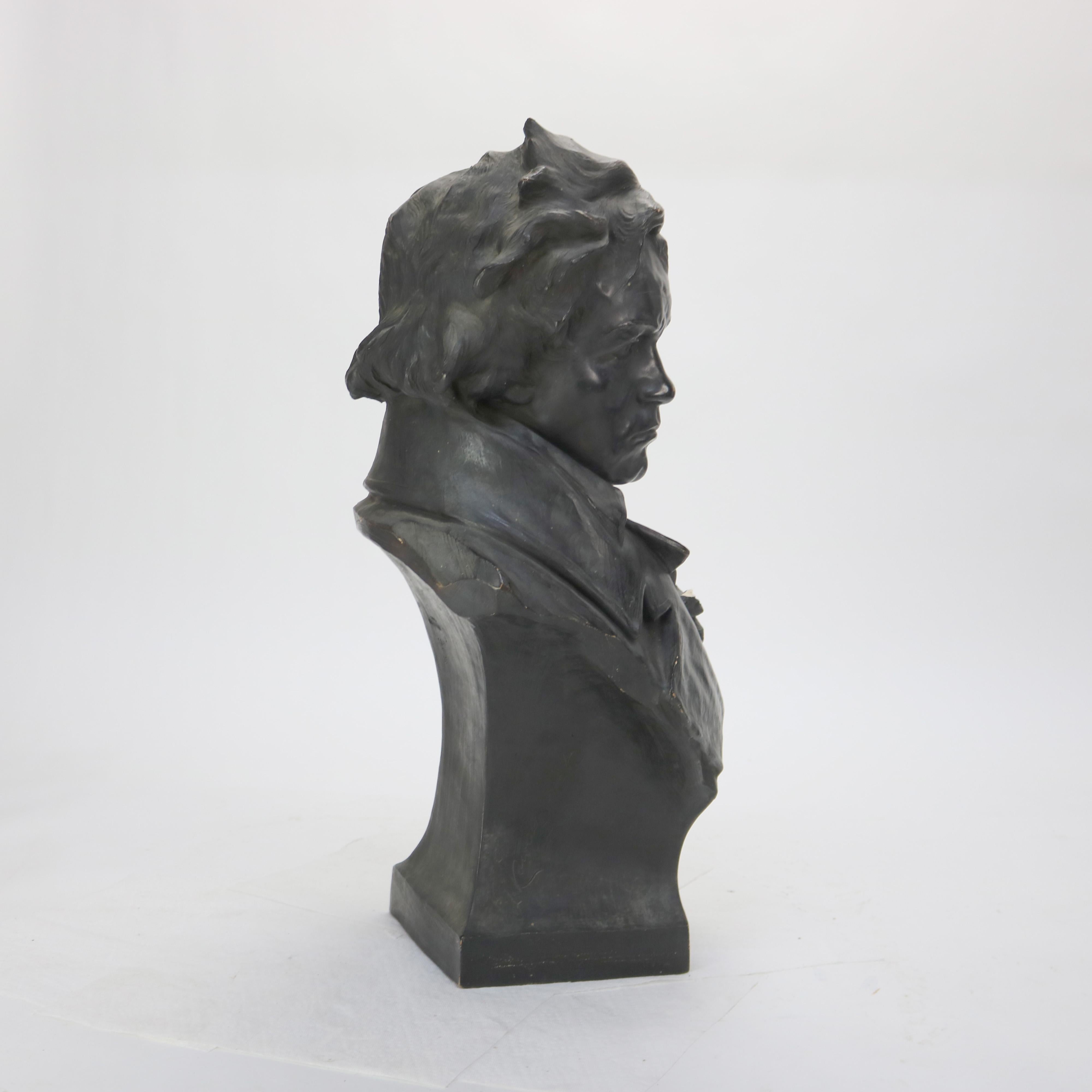 Antique Terra Cotta Life Sized Bust of Beethoven Signed C1890 For Sale 5