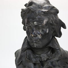 Antique Terra Cotta Life Sized Bust of Beethoven Signed C1890