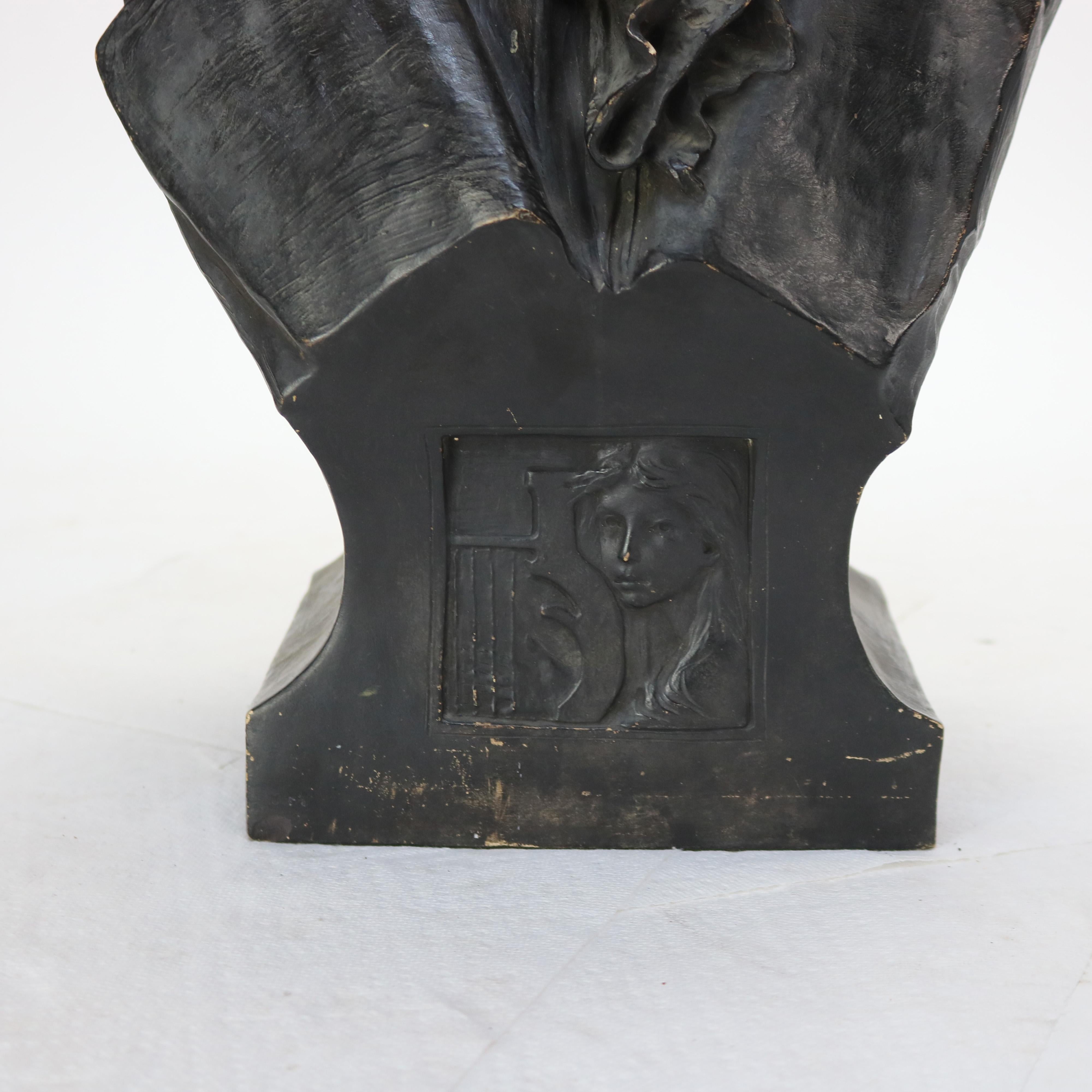 Antique Terra Cotta Life Sized Bust of Beethoven Signed C1890 For Sale 1