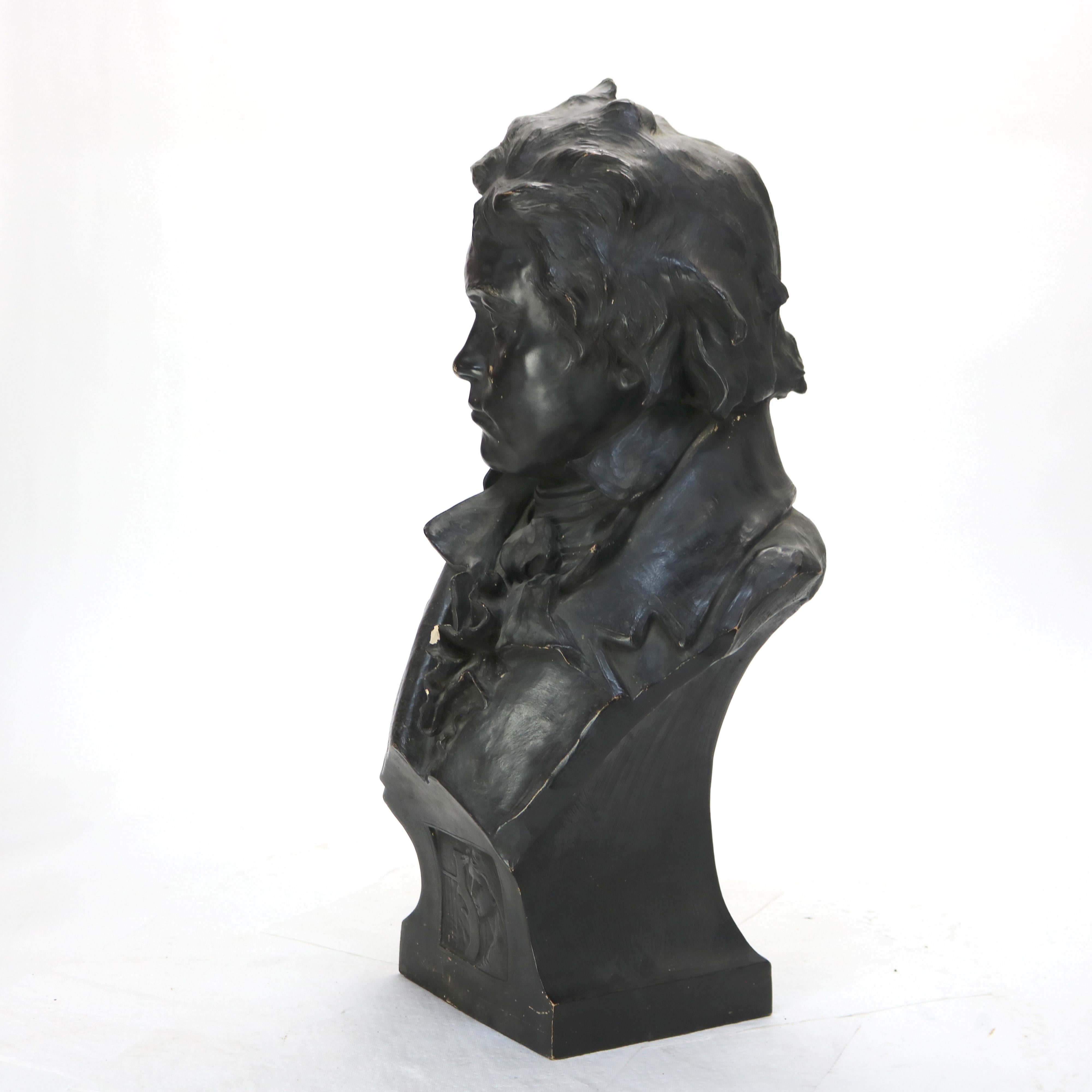 Antique Terra Cotta Life Sized Bust of Beethoven Signed C1890 For Sale 2