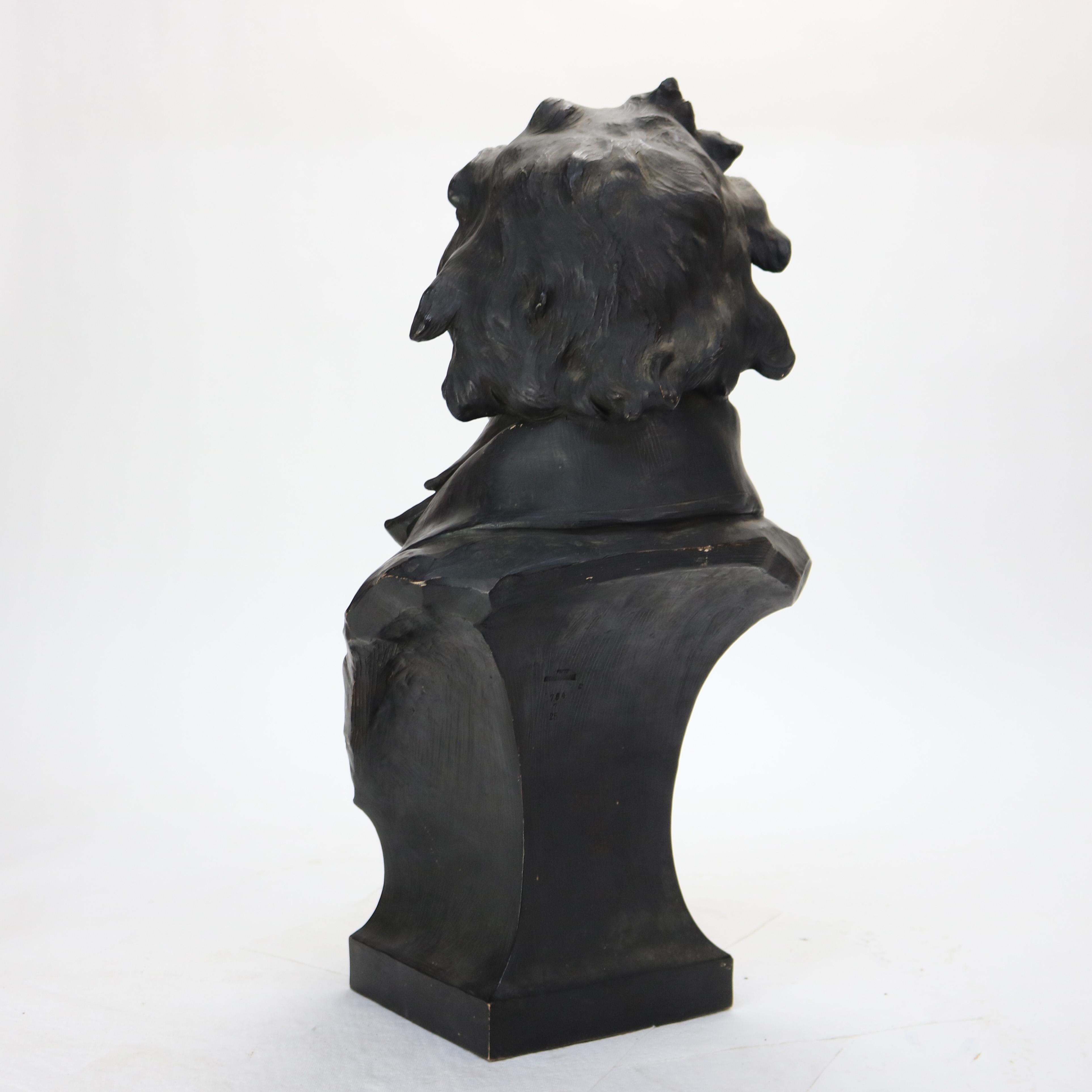 Antique Terra Cotta Life Sized Bust of Beethoven Signed C1890 For Sale 3