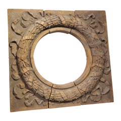 Ancien œil de bœuf architectural en terre cuite de France, vers 1800