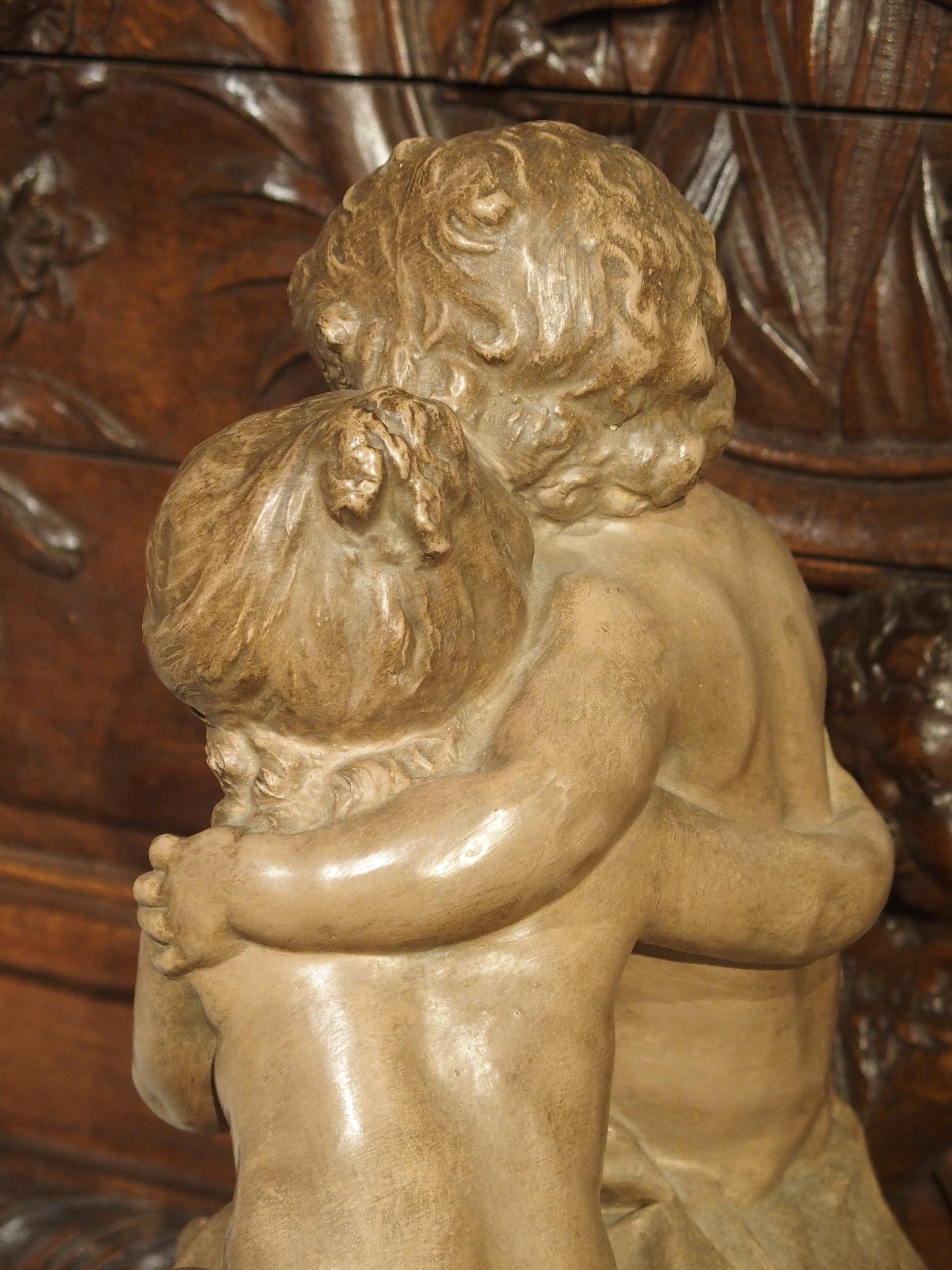 Antique Terracotta of a Boy and Girl, France, Early 1900s 3