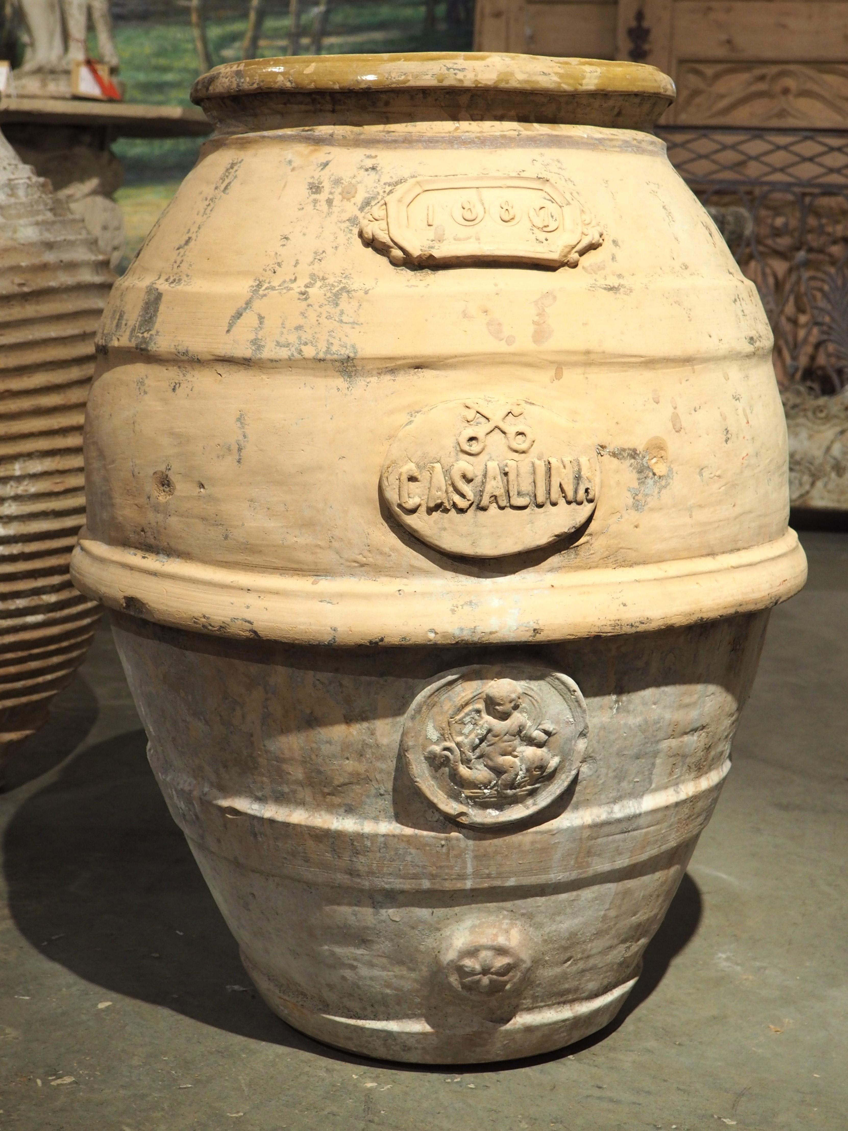 Antique Terra Cotta Oil or Grains Jar from Casalina, Italy, Dated 1887 7