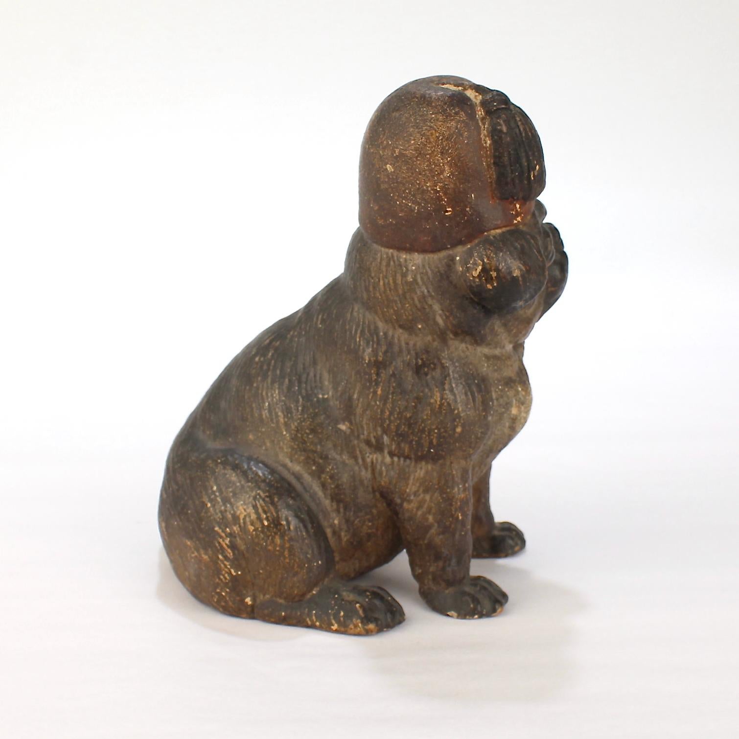 Victorian Antique Terra Cotta Pottery Pug Dog Figure from the Mario Buatta Collection