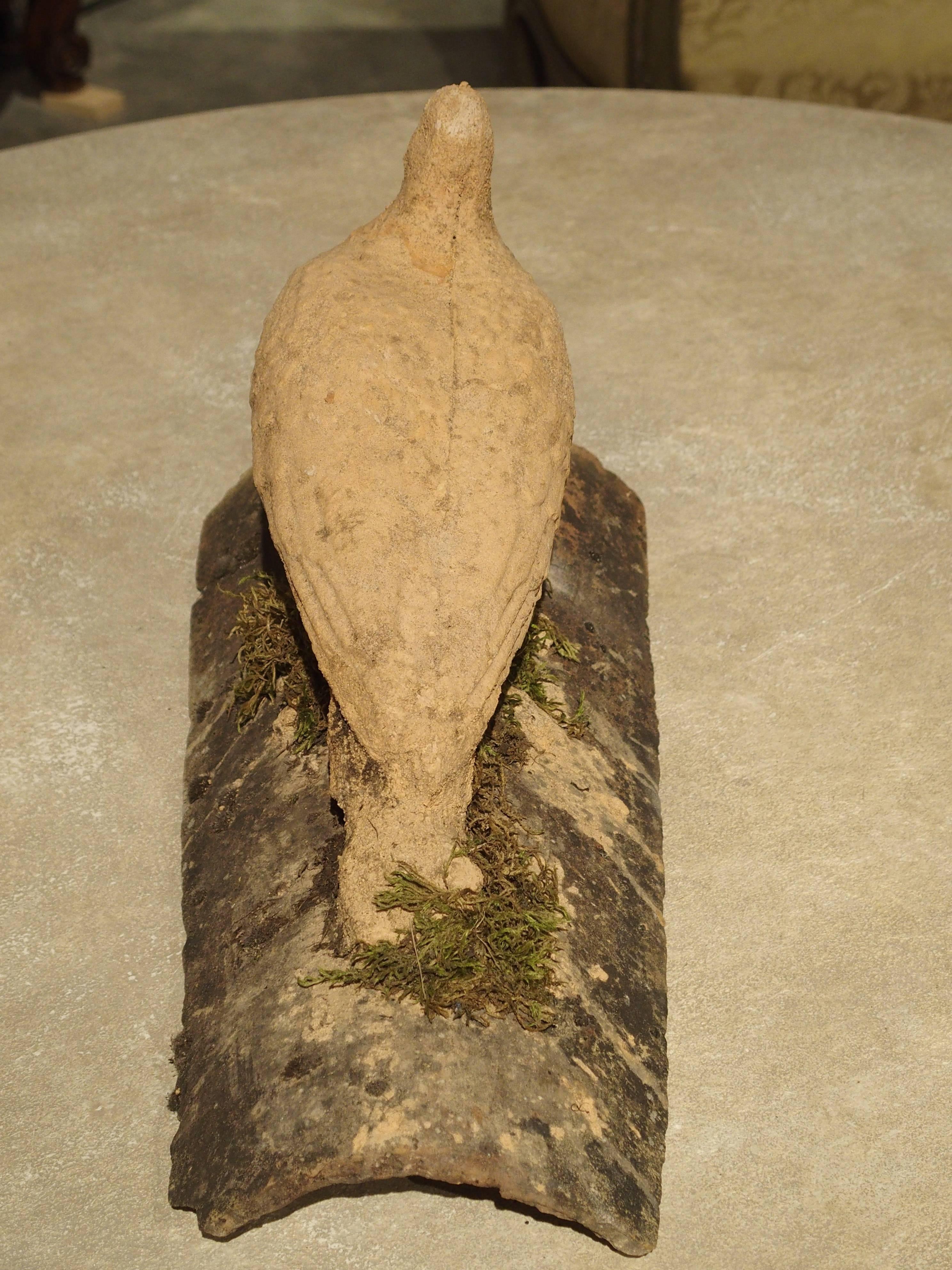 Antique Terracotta Roof Tile with Dove from the South of France In Good Condition In Dallas, TX