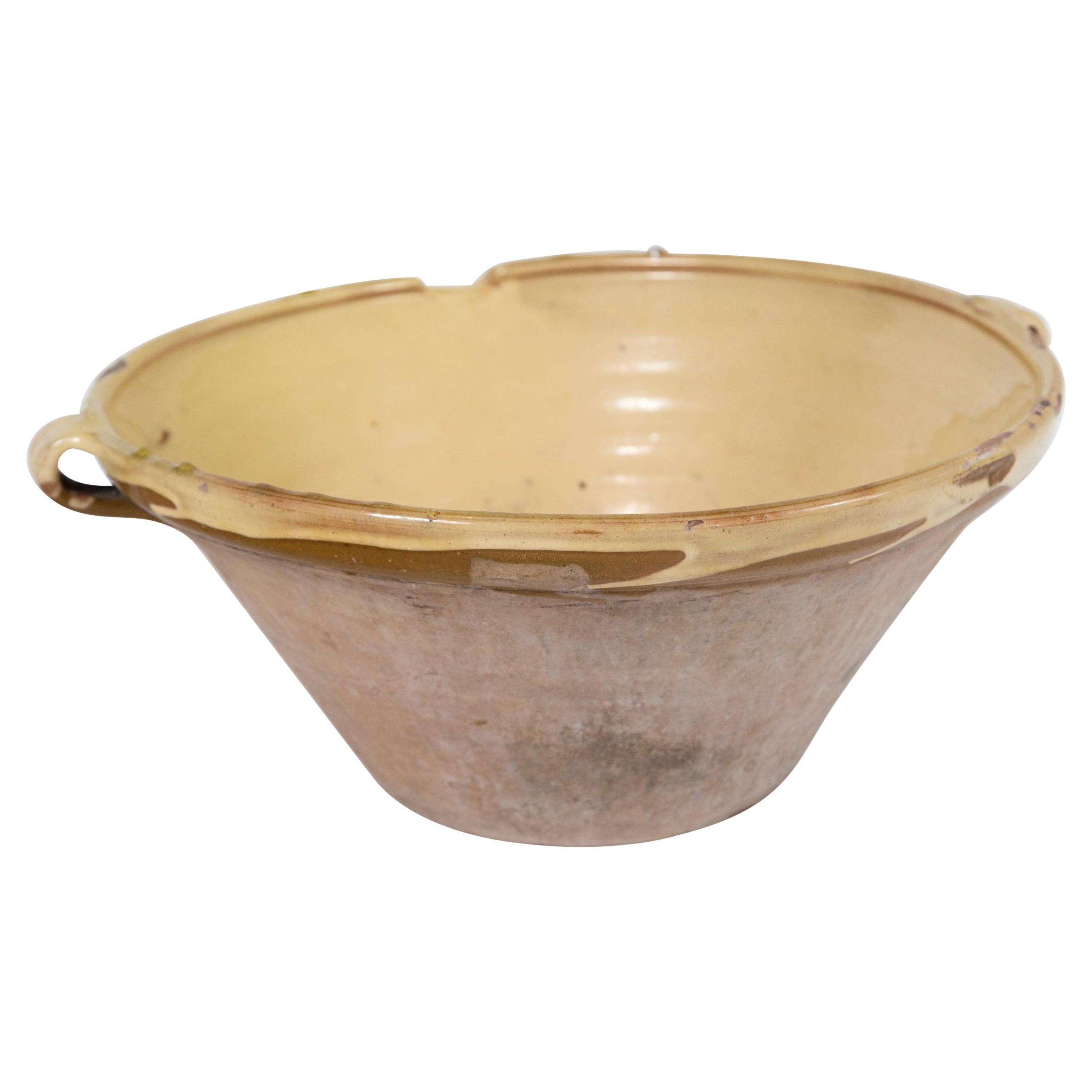 Antique Terra Cotta 'Tian' Bowl, France, Late 19th Century For Sale