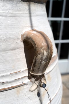 Antique Terracotta Whitewashed Olive Pot with Original Patina