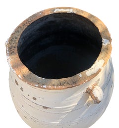 Antique Terracotta Whitewashed Olive Pot with Original Patina