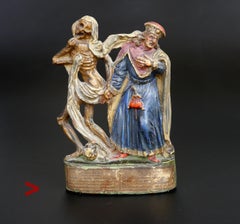 Antique Terracota Figure Death and Herzog  Basler Totentanz Macabre Zizenhausen