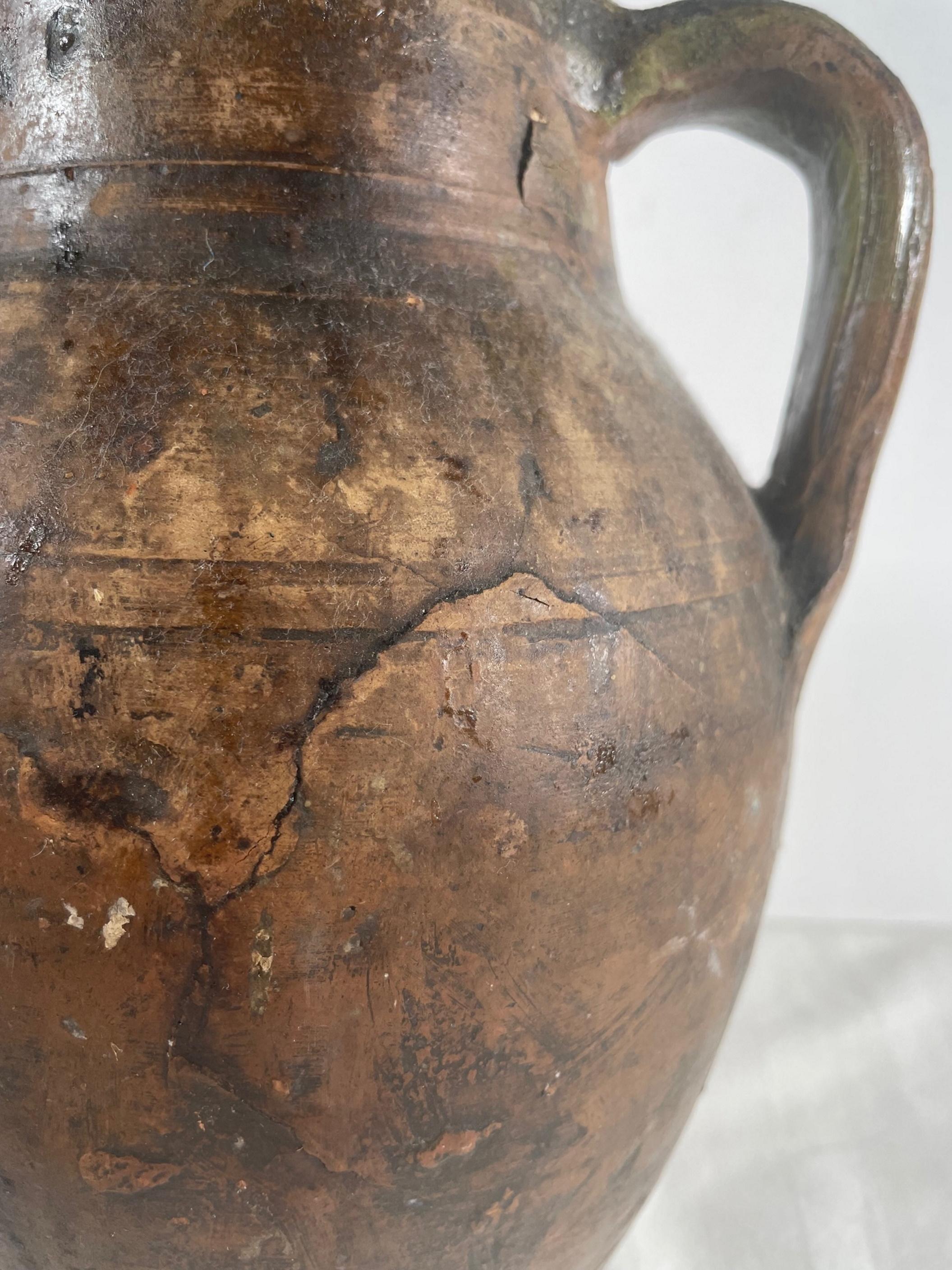 19th Century Antique Terracotta Amphora Olive Oil Pot For Sale