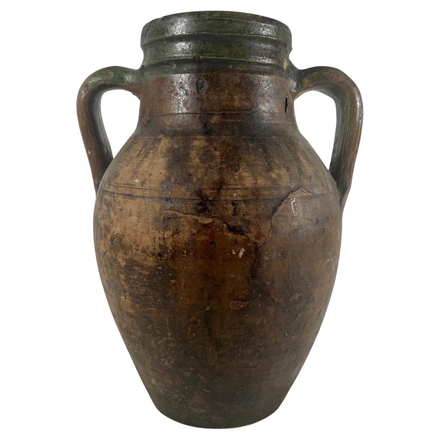 Antique Terracotta Amphora Olive Oil Pot
