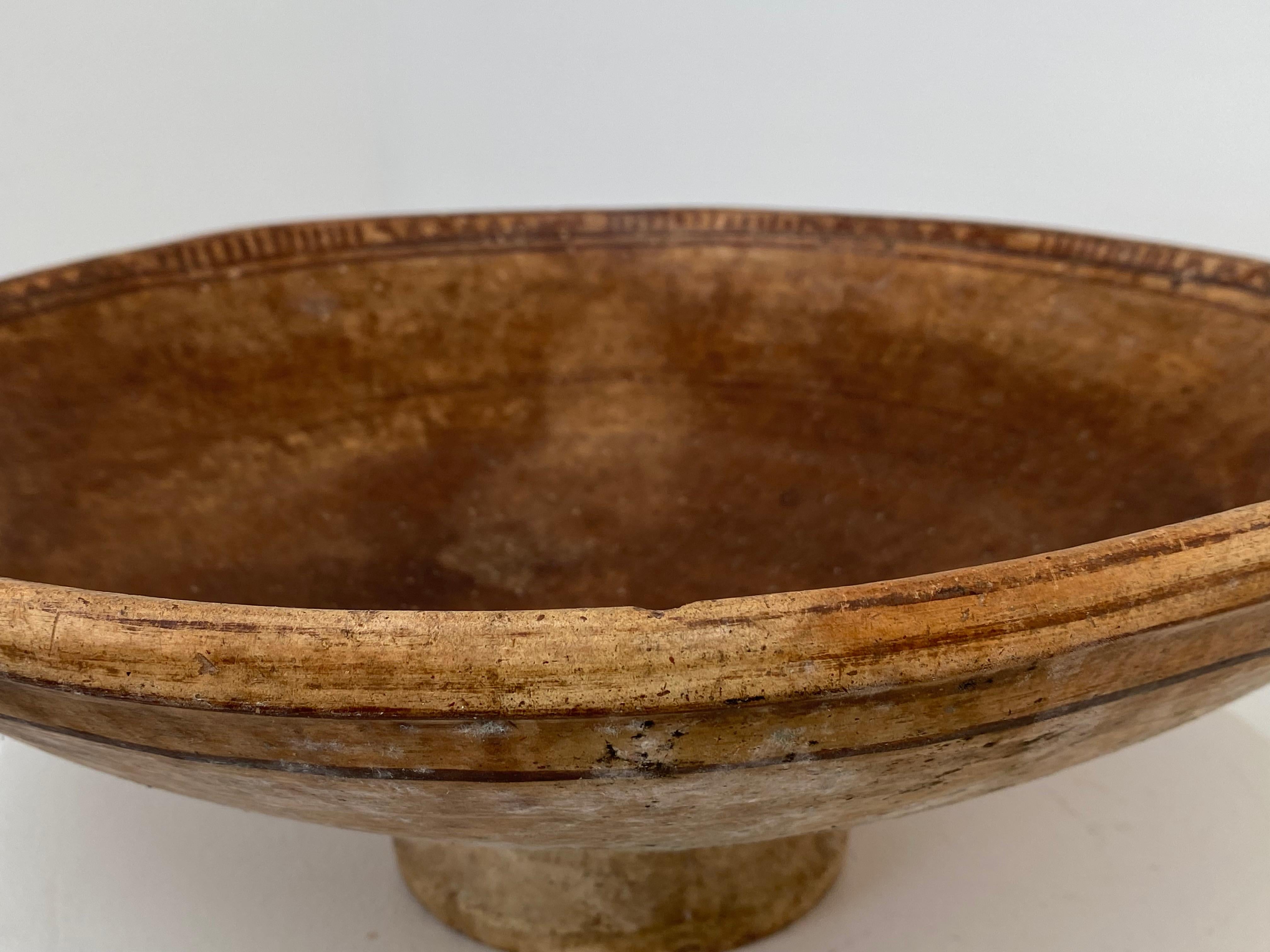 Antique, Terracotta Berber Bowl on a central foot For Sale 10