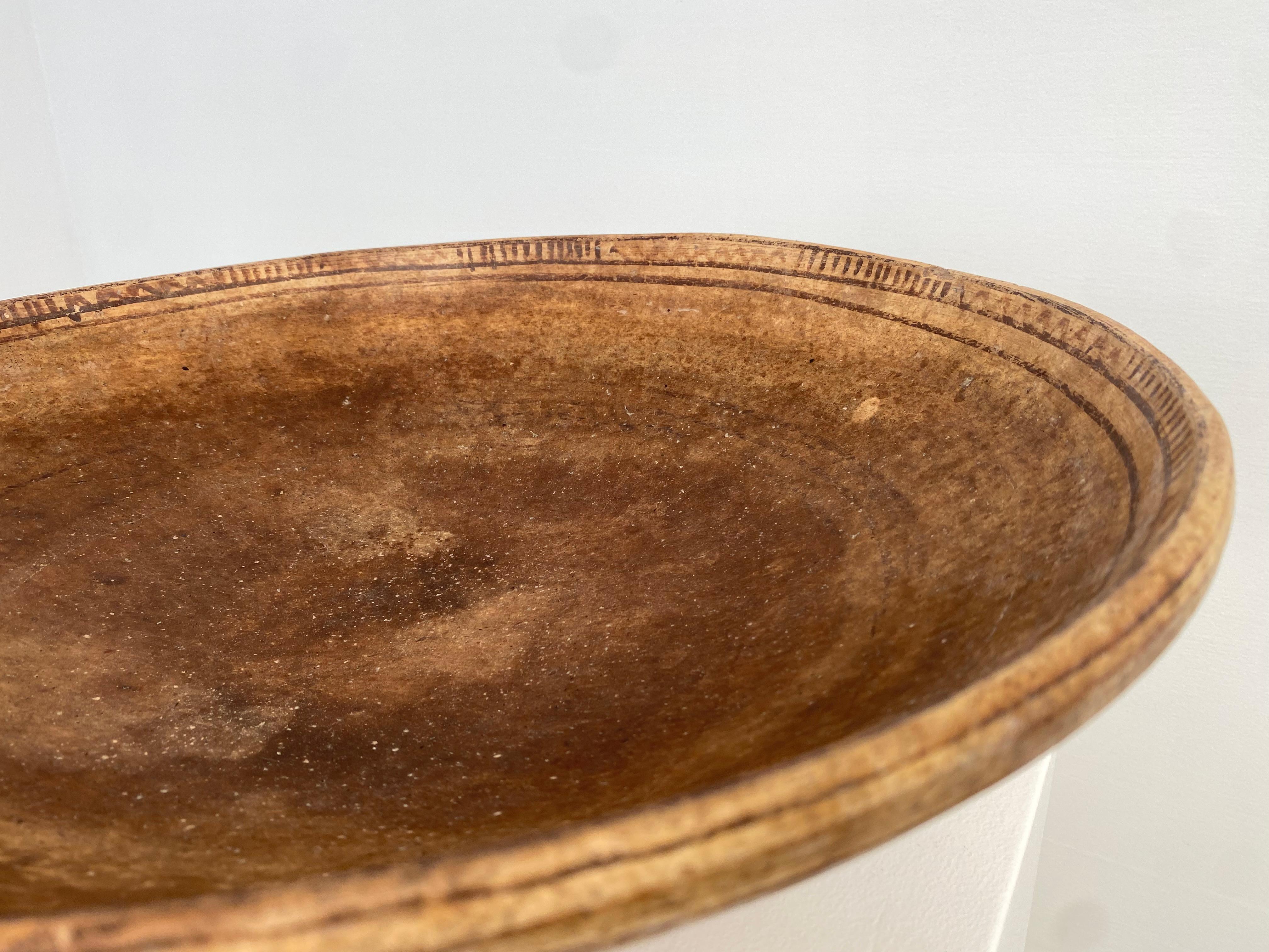 Moroccan Antique, Terracotta Berber Bowl on a central foot For Sale