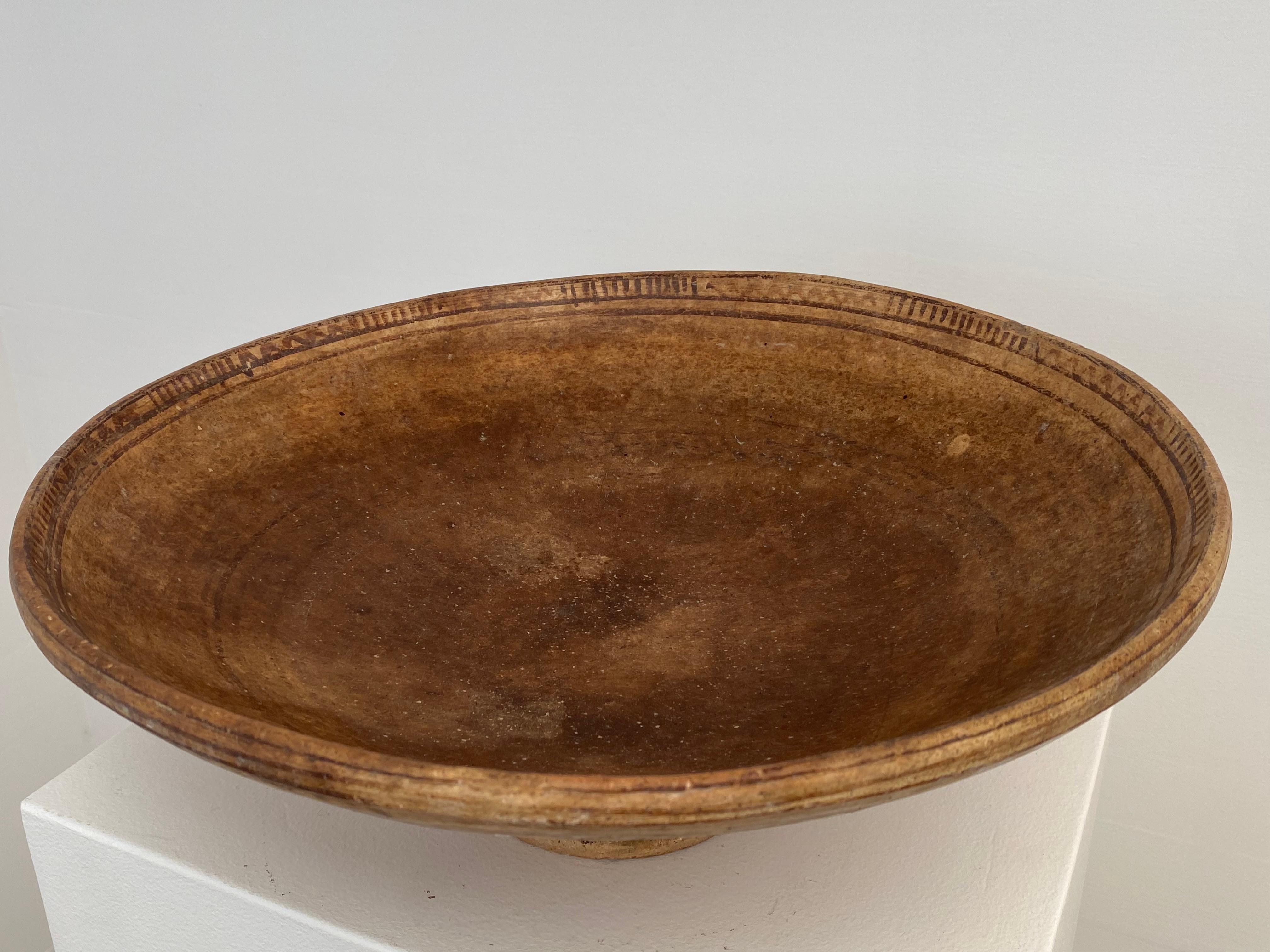 20th Century Antique, Terracotta Berber Bowl on a central foot For Sale