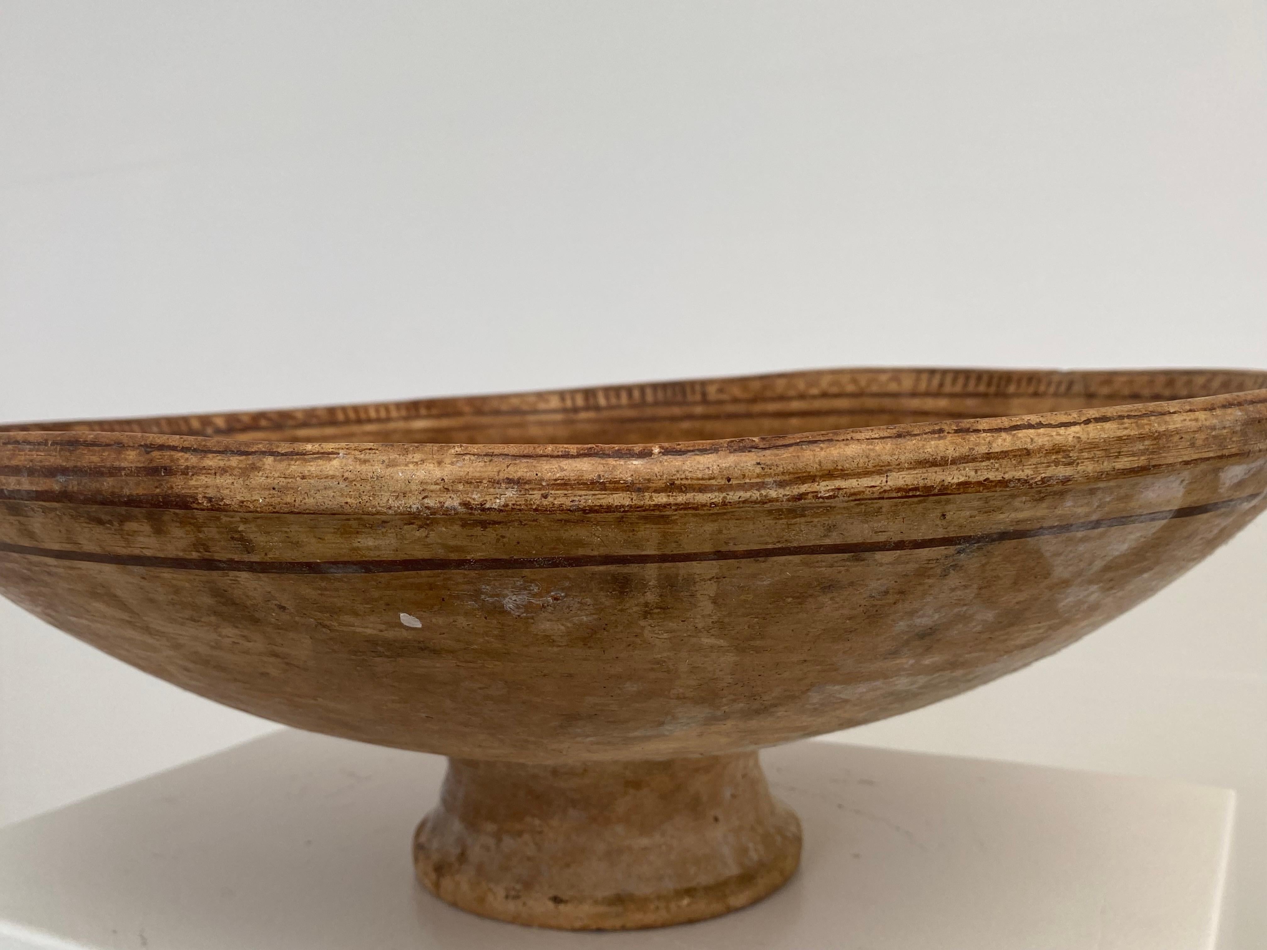 Antique, Terracotta Berber Bowl on a central foot For Sale 1