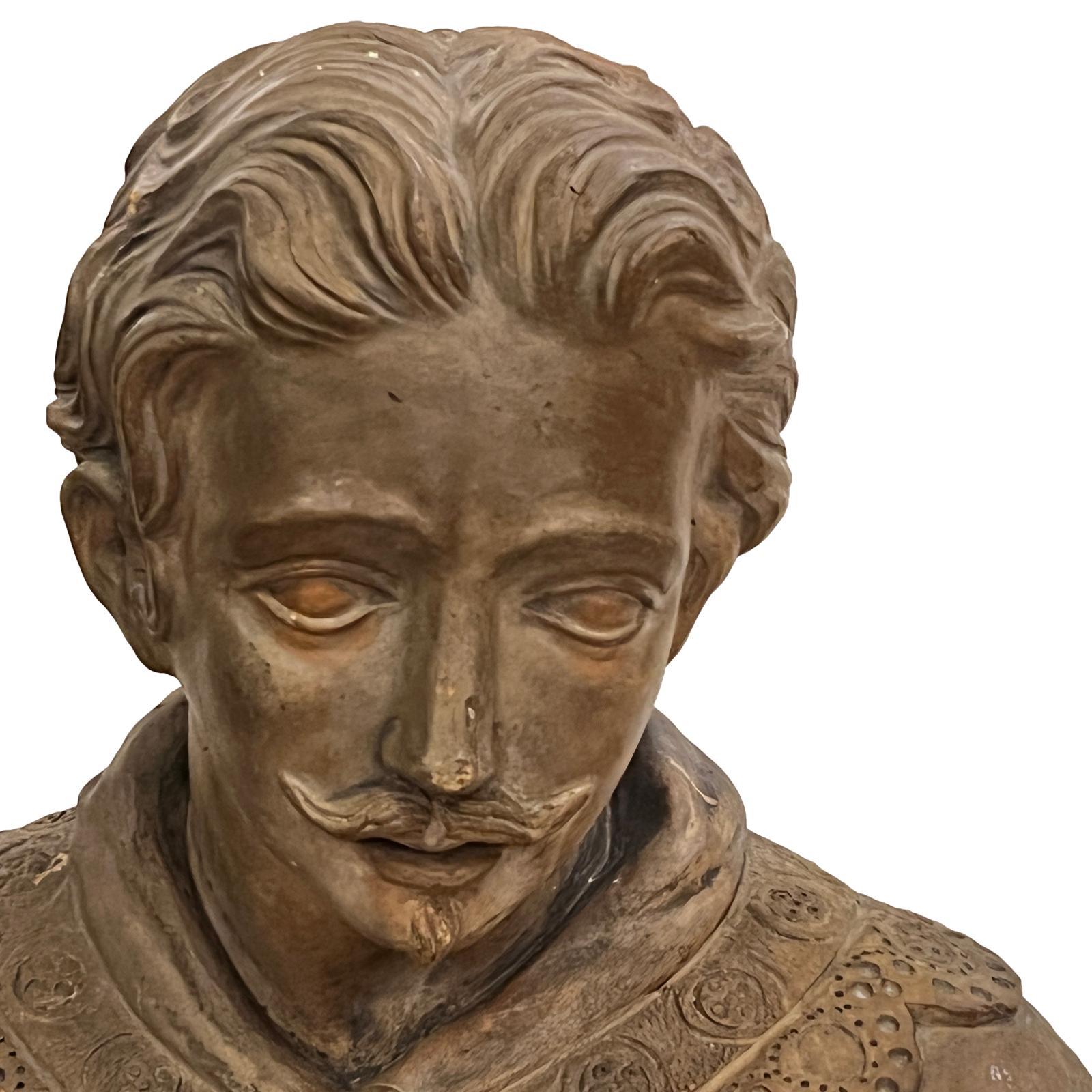 Early 20th Century Antique Terracotta Bust For Sale