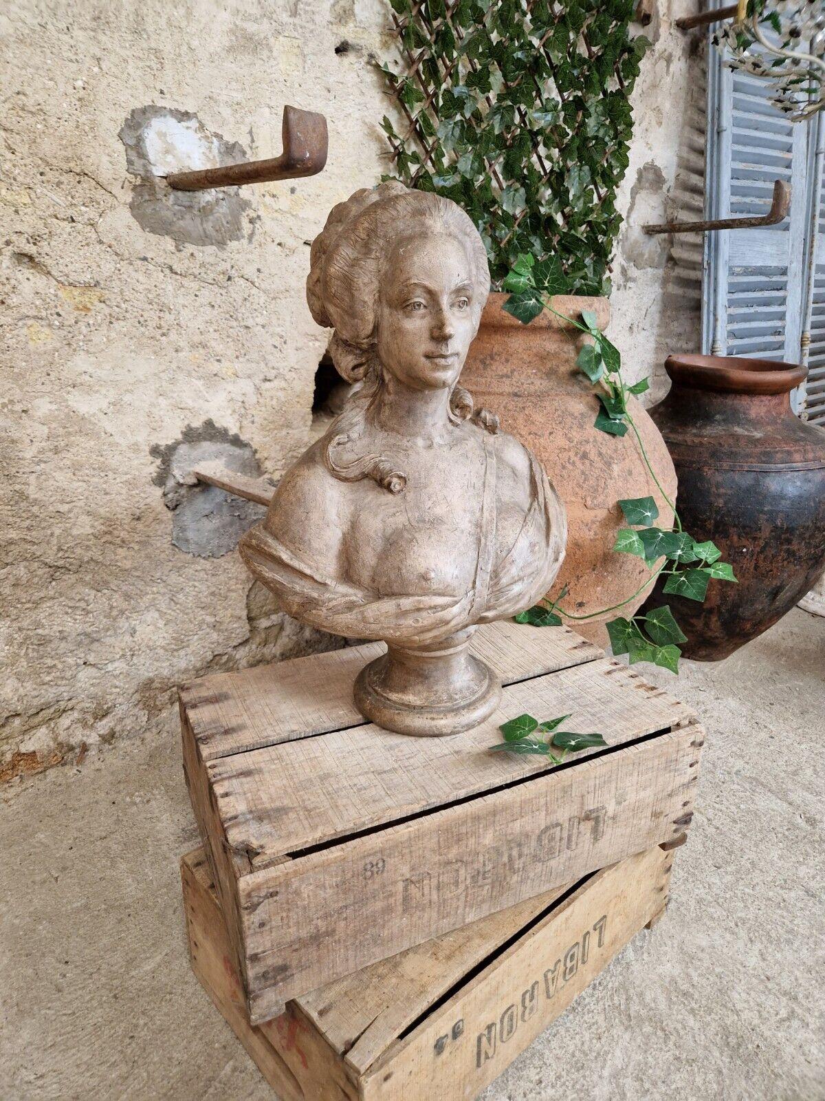 Antique Terracotta Bust French Sculpture of Marie Antoinette For Sale 4