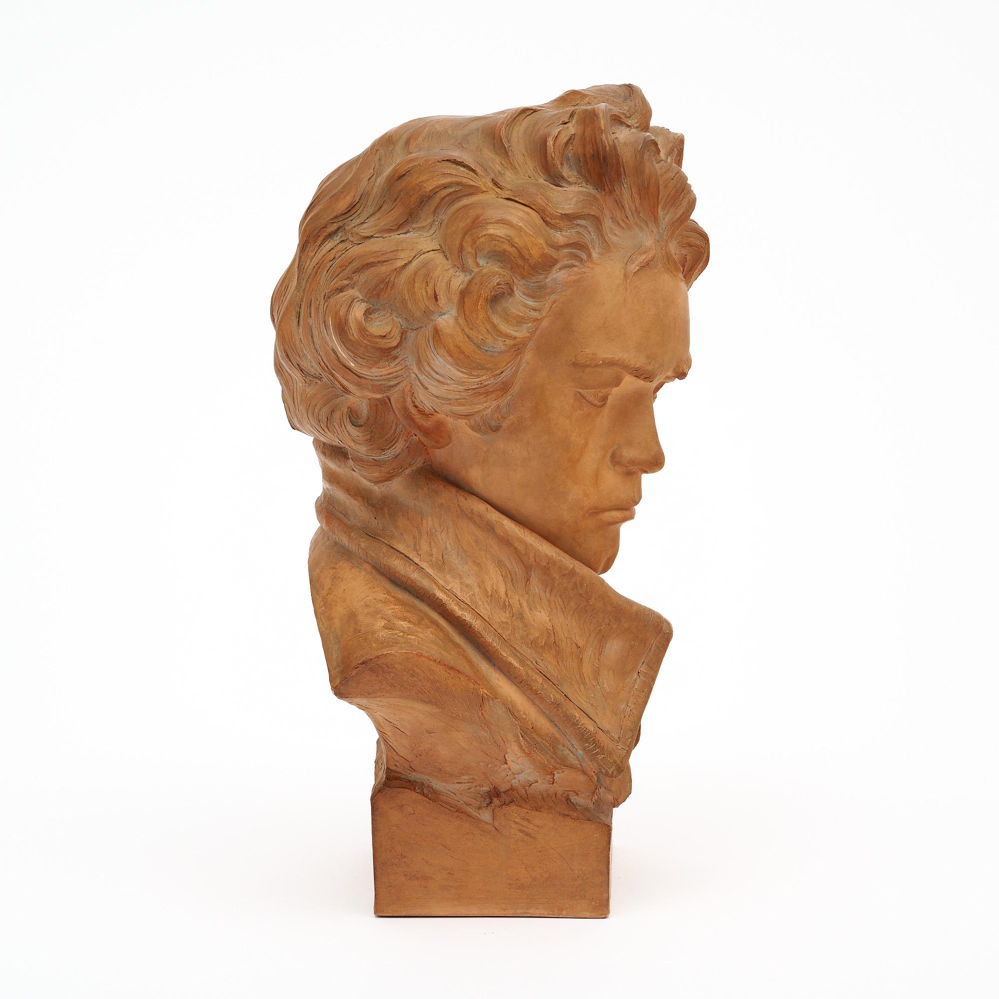 Busto antiguo de terracota de Beethoven en Bueno estado para la venta en Austin, TX