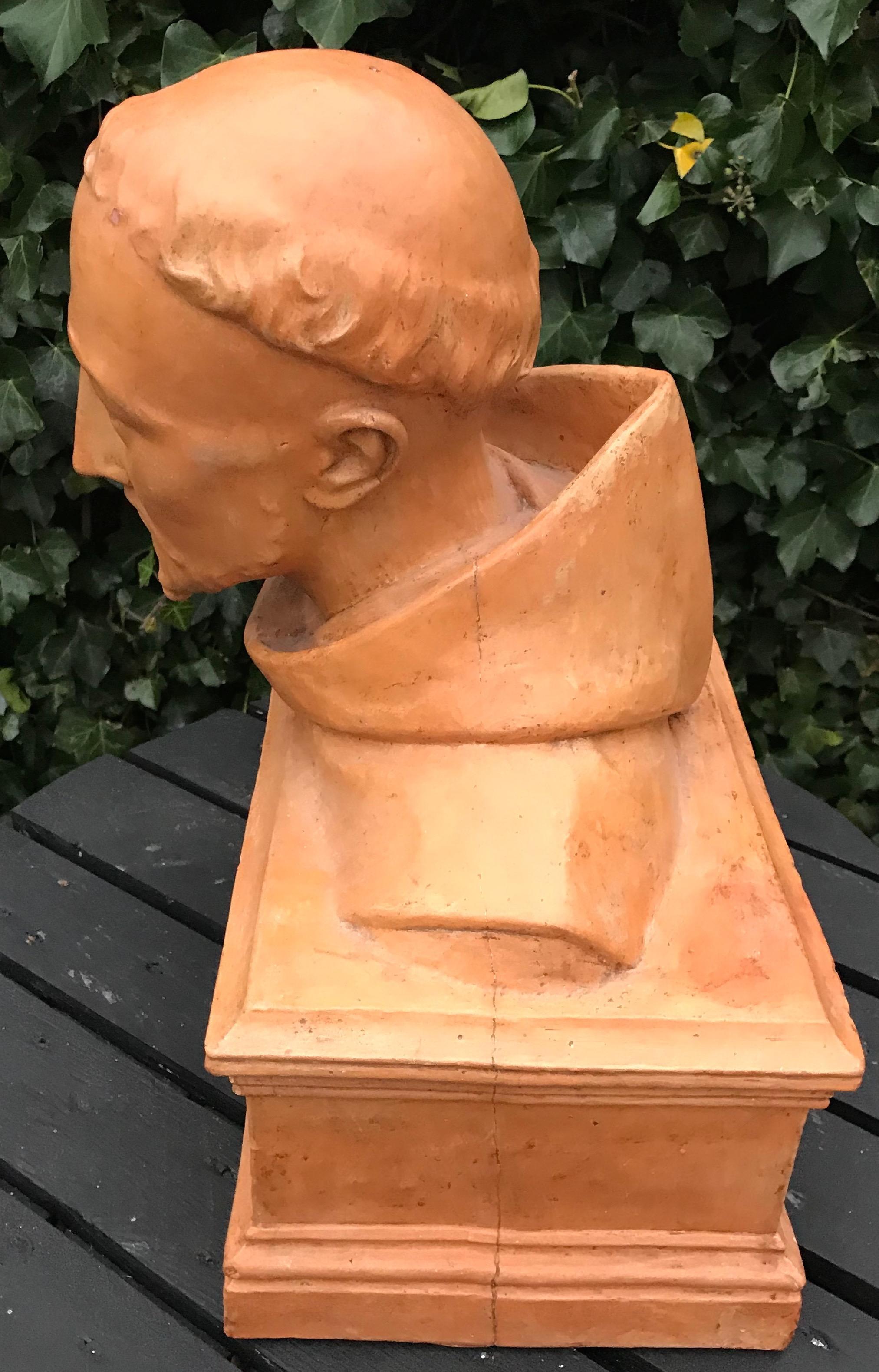 Antique Terracotta Bust Sculpture of G. Gabrieli Italian Composer of O Jesu Mi For Sale 2
