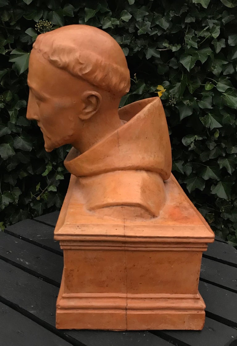 Hand-Crafted Antique Terracotta Bust Sculpture of G. Gabrieli Italian Composer of O Jesu Mi For Sale