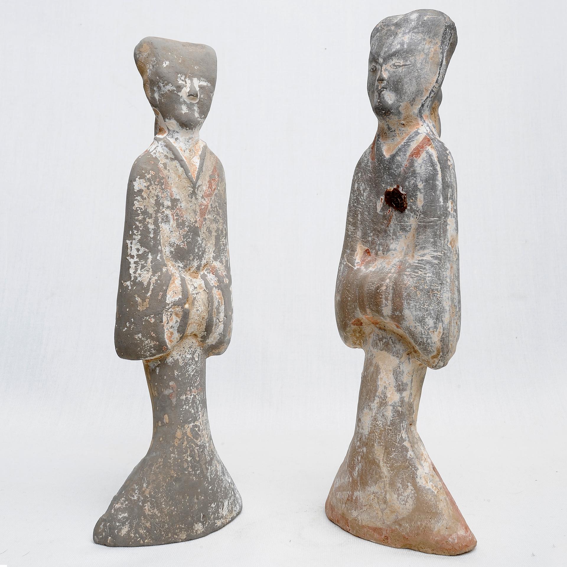Hand-Carved Antique Terracotta Chinese Figures Statues For Sale