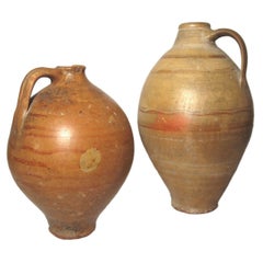 Jars à huile antiques en terre cuite à anses