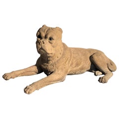 Antique Terracotta Dog English Bulldog Animal Sculpture, England