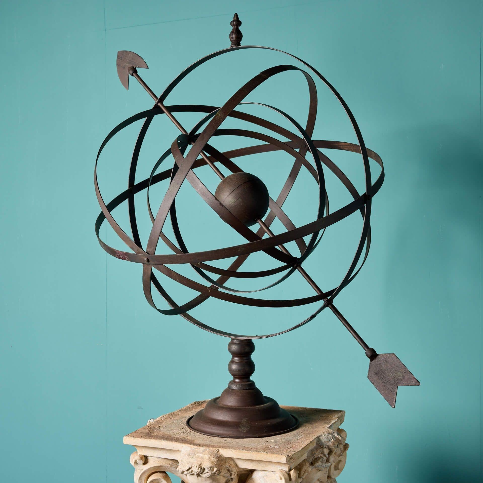 Neoclassical Antique Terracotta Garden Armillary Sundial For Sale