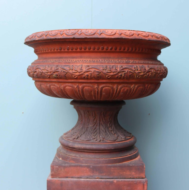 Antique Terracotta Garden Urn Centerpiece For Sale at 1stDibs