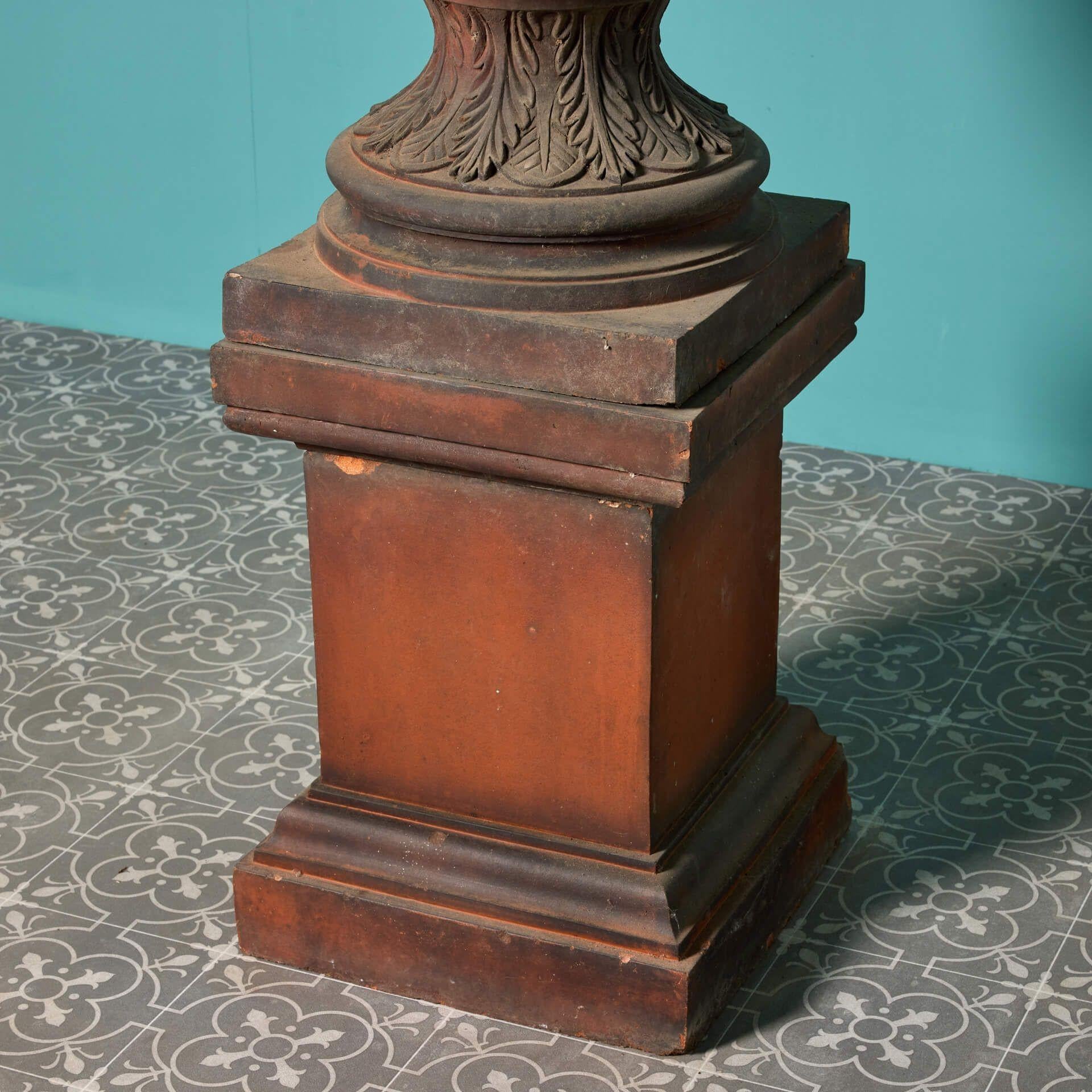 19th Century Antique Terracotta Garden Urn Centerpiece For Sale