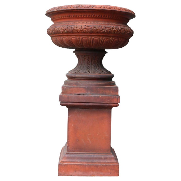 Antique Terracotta Garden Urn For Sale at 1stDibs