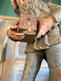 Antique Terracotta Gnome Holding a Box Camera