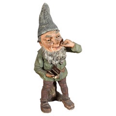Antique Terracotta Gnome Taking a Snuff