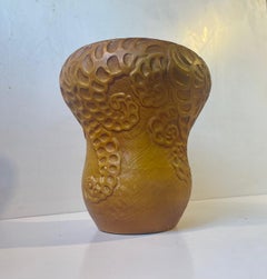 Antique Terracotta Gourd Vase Decorated with Squid Tentacles