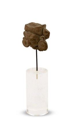 Antique Terracotta Idol Head on Perspex Base